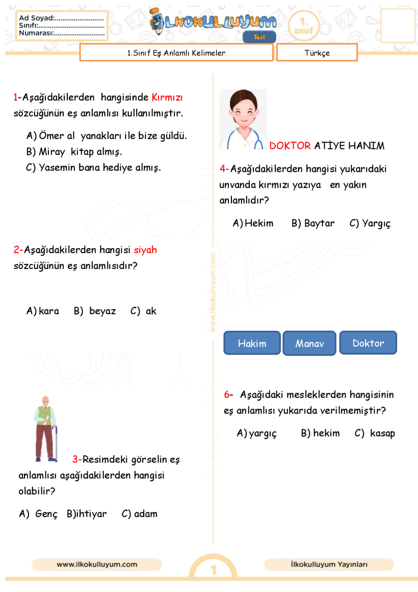 EŞ ANLAMLI KELİMELER