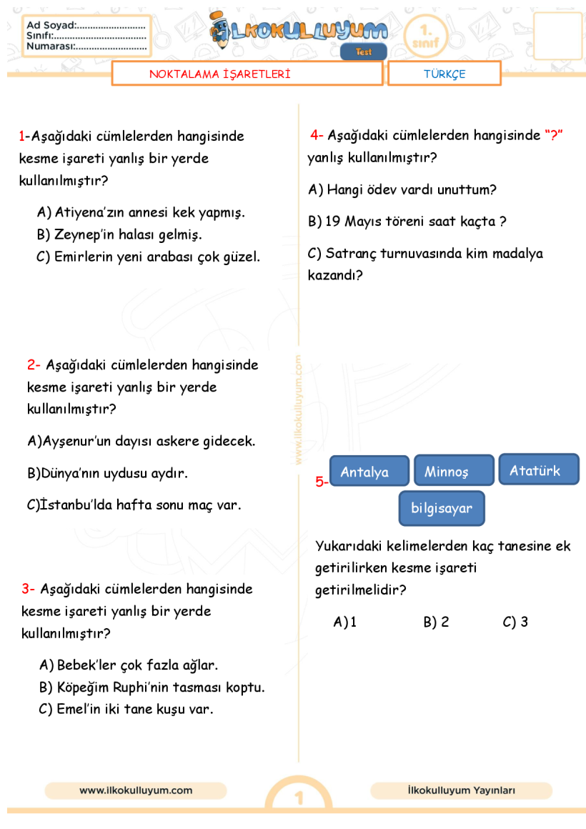 NOKTALAMA İŞARETLERİ